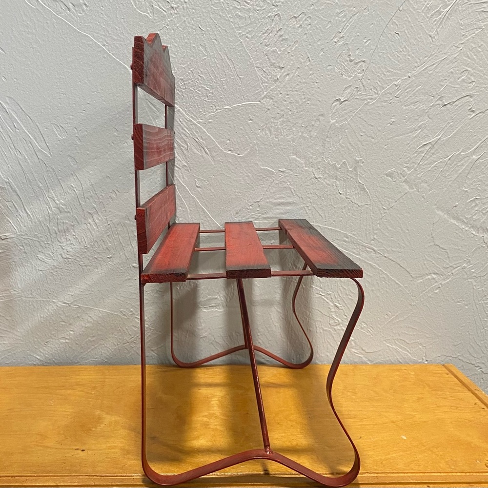 Decorative Red Wooden Doll-Size Bench - Picture 3 of 9